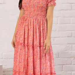 Kedar Fab Floral Print Puff Sleeve Fit & Flare Dress image 2