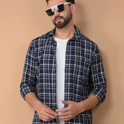 Crimsoune Club Men Classic Slim Fit Tartan Checks Opaque Checked Casual Shirt-picture-36