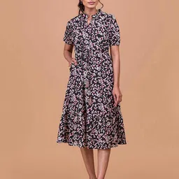 DressBerry Floral Print Fit & Flare Midi Dress-picture-37