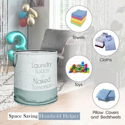 Aura Black & Grey 2 Pieces Printed Round Foldable Laundry Bags image 5