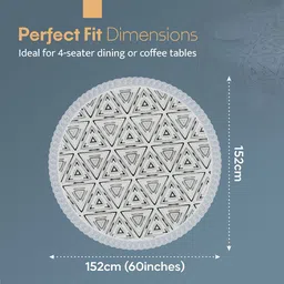 Kuber Industries Black Geometric Printed Waterproof Plastic Round 4-Seater Table Cover image 5