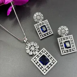 Dilkash Designs Silver German Silver Artificial Stones Pendant-picture-24