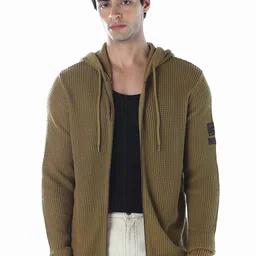 Jack & Jones Men Hooded Self Design Long Sleeves Front-Open Cotton Sweaters-picture-38