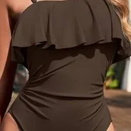 DREAM X FASHION Women Ruffle One-Piece Swimsuit with Adjustable Strap image 4