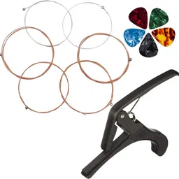 imaginea Acoustic Guitar String for Guitar with Capo & 5 Picks Guitar Kit for Beginners Performers Guitar String-picture-17