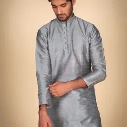 Dulha Ghar Mandarin Collar Jacquard Raw Silk Kurta With Pyjamas image 2