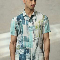 Mufti Men Spread Collar Abstract Printed Casual Shirt-picture-1