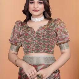 THE AQUARIUS Silk Blend Patola Saree-image-3