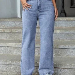 DressBerry Women Comfort Straight Fit High-Rise Light Fade Acid Wash Stretchable Jeans-image-75