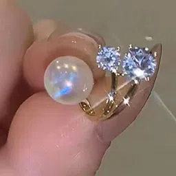 GOLDIWALA Korean Gold-Plated Artificial Stones Studded & Pearls Beaded Spherical Studs image 5