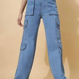 ZUYA Women Straight Fit High-Rise Light Fade Stretchable Jeans-image-33