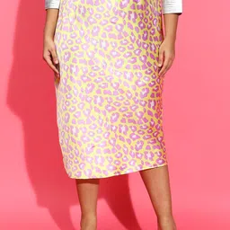 Oxolloxo Plus Size Printed Pencil Midi Skirt image 1