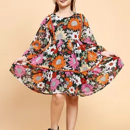 YK Floral Print Fit & Flare Dress image 1