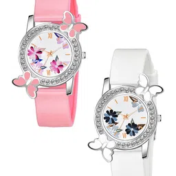 CSAMON Women Pack of 2 Round Dial & Straps Watch 328 PINK WH BLK D Fosil-picture-39