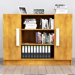 HEXA RED Beige Wooden Book Shelf-image-1