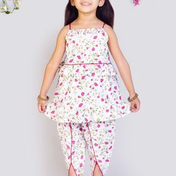 Tangerine Closet Girls Floral Printed Regular Pure Cotton Kurta with Salwar-picture-36