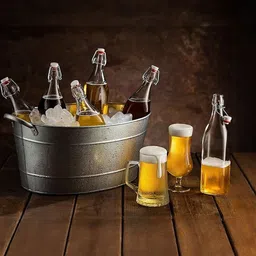 Virtuous Transparent 2 Pieces Glass Solid Water Bottles With Air Tight Cap -1000ml Each image 3