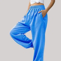 q-rious Women Solid Blue Track Pants image 2