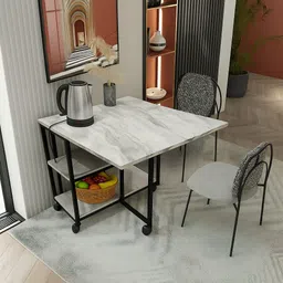 royalthum Folding Kitchen Counter Table | Multi-Purpose Dining, Study, Ironing & Party Wooden Kitchen Trolley image 4