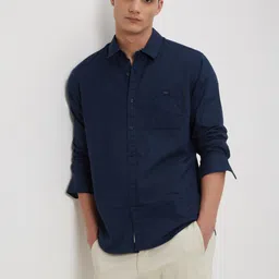 mufti Men Slim Fit Solid Spread Collar Casual Shirt image 1