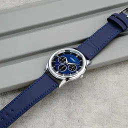 umikastore Analog Watch - For Men 6084_ Blue_black Suede_7016_Silver_Gold_clock-4 image 4