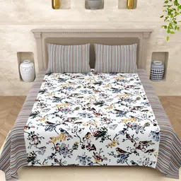 Homez Sparrow Multicoloured & Grey Ethnic Motifs 210 TC Queen Bedsheet with 2 Pillow Covers image 4