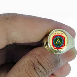 R G MART Gold-Plated Ashtadhatu Shri Ma Durga Beesa Yantra Adjustable Finger Ring image 5