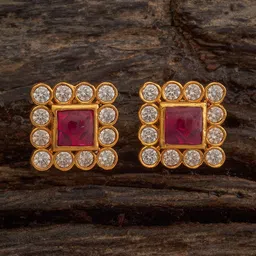 Kushal's Fashion Jewellery 92.5 Pure Silver Gold-Plated Stones Studded Temple Studs-picture-27