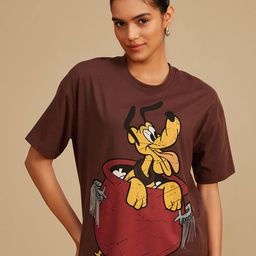 Kazo Women Goofy Graphic Printed Round Neck Cotton Boxy T-shirt-picture-2