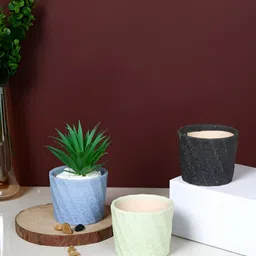 TAYHAA Rustic Black & Blue 3 Pieces Textured Ceramic Planters-picture-40