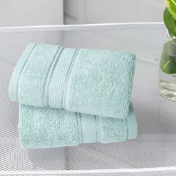 MYTRIDENT 2-Pcs Aqua Blue 600 GSM Pure Cotton Hand Towels-image-29