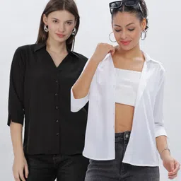 fuback Women Regular Fit Solid Casual Shirt-picture-37