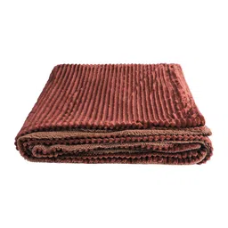 Nivasam Ribbed Stripe Throws Coffee Brown Heavy Winter Striped 600 GSM Double Bed Blanket image 3