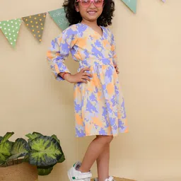 JUNITOS Girls Abstract Printed Fit and Flare Dress image 4