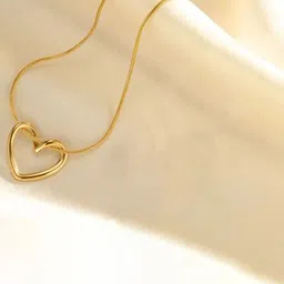 Lovemi Movements Unisex Stainless Steel Gold Plated Heart Shaped Pendants with Chains-picture-37