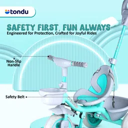tondu Kiddo Plug N Play Kids/Baby Tricycle with Parental Control and Safety Belt 12 T (inch) Road Cycle image 3