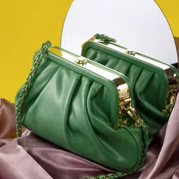 HAUTE SAUCE by Campus Sutra Green PU Structured Sling Bag-picture-33