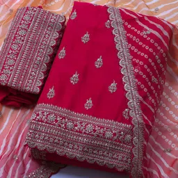 Meena Bazaar Floral Embellished Sequinned Unstitched Dress Material-picture-19