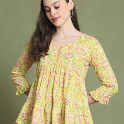 Rajnandini Floral Print Cotton Peplum Crop Top-picture-4