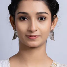 Look and Adorn German Silver Leaf Shaped Drop Earrings image 3