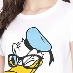 Dreambe Women Pack of 3 Donald Duck Graphic Printed Round Neck Cotton T-shirts image 3