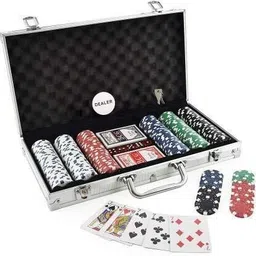 prasadhkam 300 Chips Poker Game Set with 2 Decks 5 Dice and Aluminum Case for Adult(Silver)-picture-18