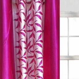 BELLA TRUE Pink & White Floral printed Black Out Door Curtain-image-19