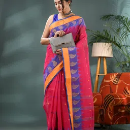DESH BIDESH Woven Design Pure Cotton Taant Saree image 3