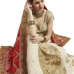 dupatta bazaar Net Embroidered Red Women Dupatta image 4