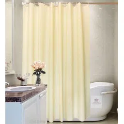 ambbi collections Cream PVC Solid 7ft Blackout Eyelet Shower Curtain image 1