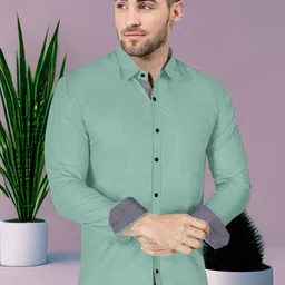 vtexx Men Regular Fit Solid Spread Collar Formal Shirt image 4