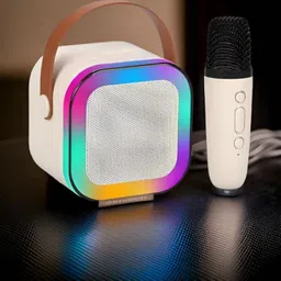 MAHAGURU TRADERS M13_K12Wireless karaoke mic speaker with Bluetooth compatibility and RGB lights 10 W Bluetooth Home Audio Speaker image 1