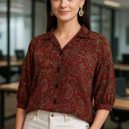 dressberry Women Boxy Fit Floral Print Lapel Collar Casual Shirt image 1