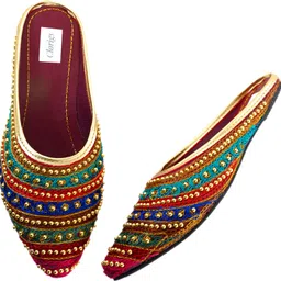 Clorigs Ethnic Comfortable || Punjabi Hamdmade Mule Ethnic Mule For Women image 5